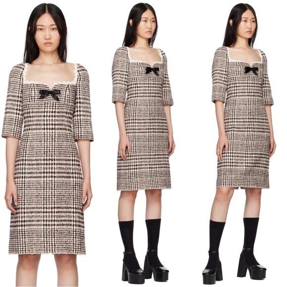 ❤️🔥NEW❤️🔥 SHUSHU/TONG Brown Check Minidress - Picture 14 of 14